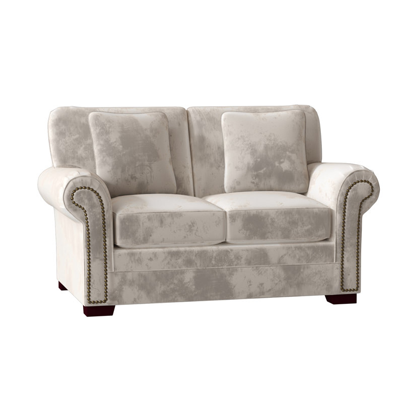 Adrena Upholstered 63'' Loveseat, Handsome 45 Black Performance Twill, Light Brass, No