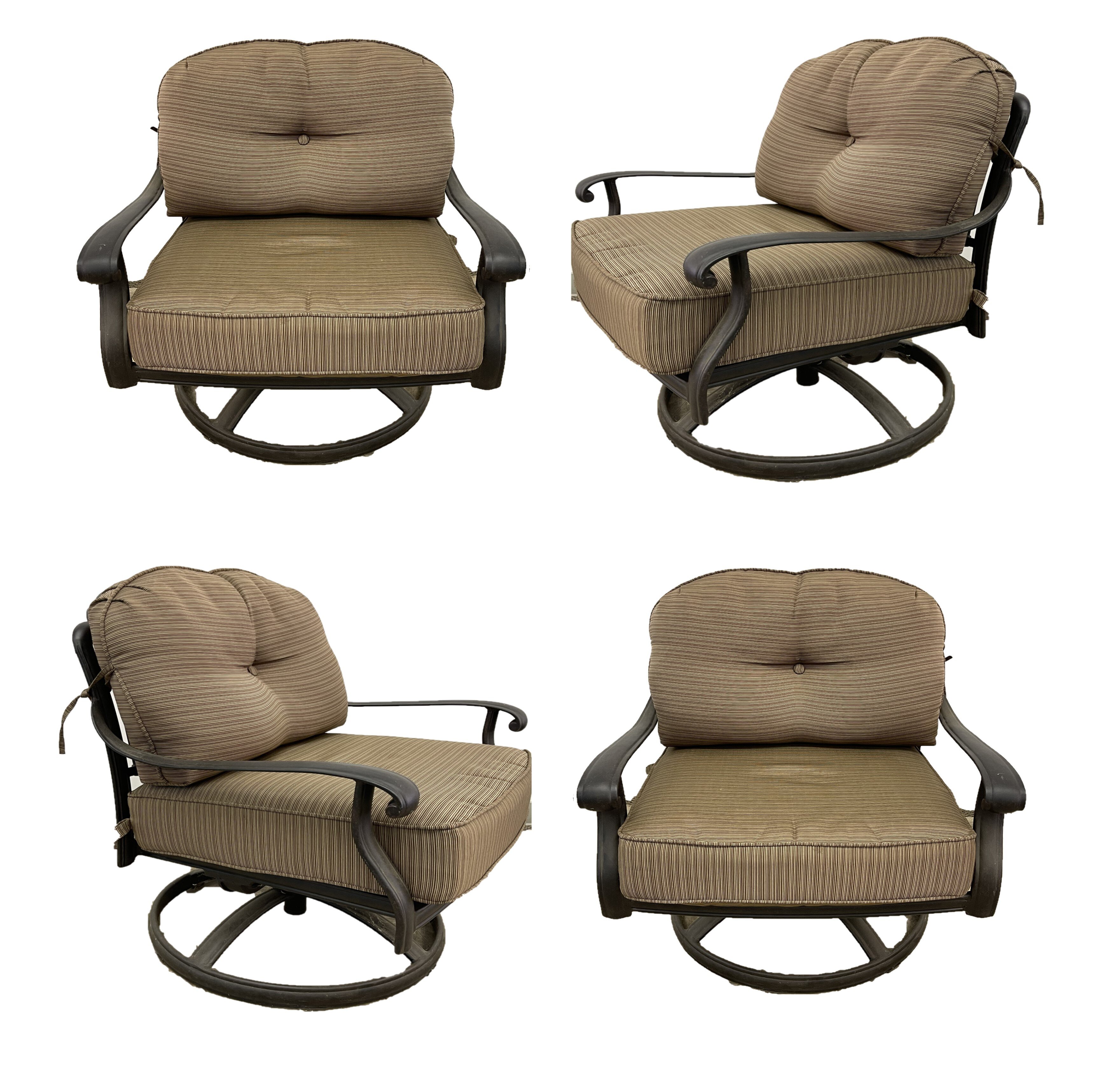 Linkwood Rocking Swivel Patio Chair with Cushions (Set of 2) Beachcrest Home Frame Color: Dark Brown