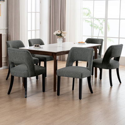 Linen Dining Chair With Solid Wood Legs
