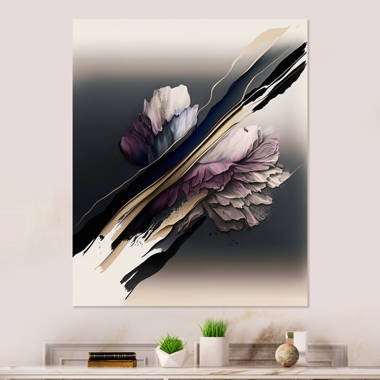 Purple Blossoms Flower Metal Wall Art Painting, Large Floral