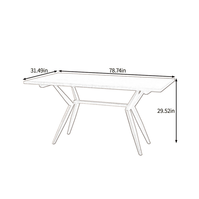 Table de salle à manger en bois massif massif et magnifique, H 29,52 po x L 78,74 po x l 31,49 po