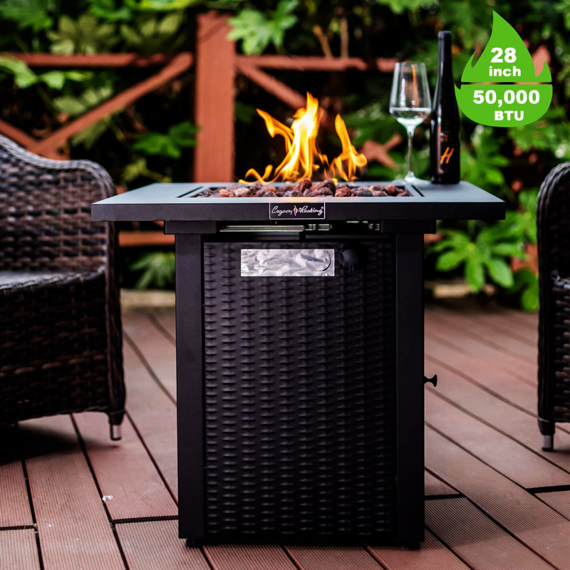 28In Propane Fire Pits Table, Black