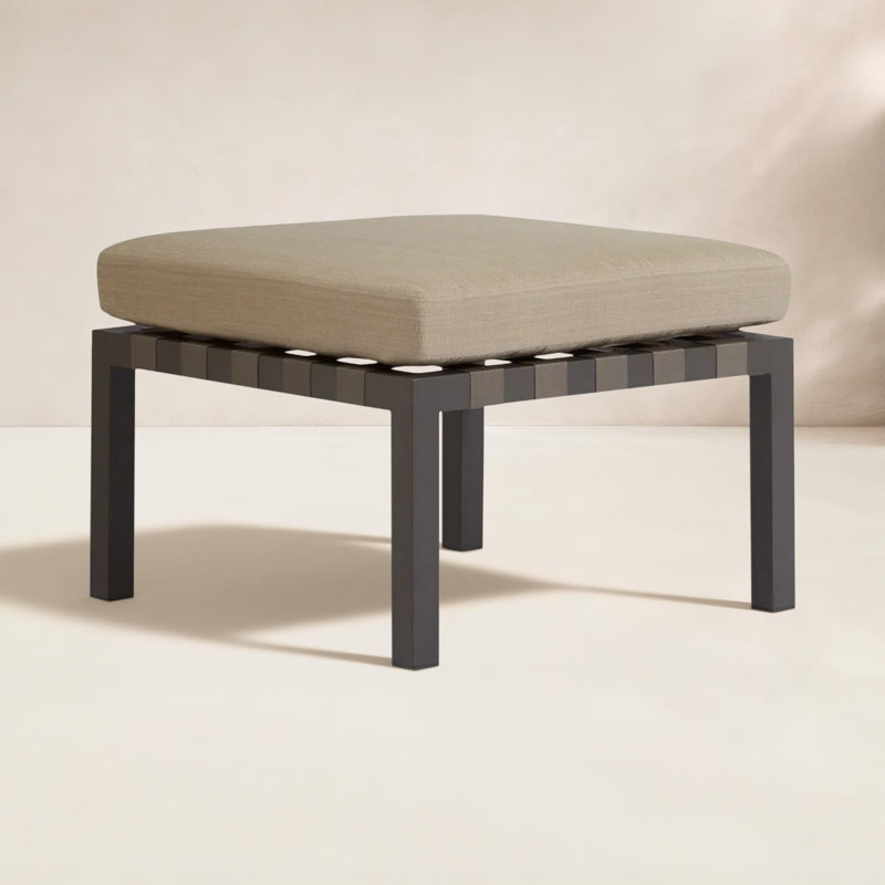 Jibe Outdoor Ottoman, Carbon Frame/Sunbrella Taupe Cushion
