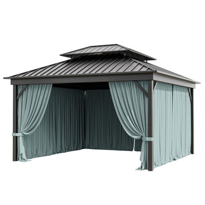 12 X 12 pi Mur de rideau extérieur en polyester à 4 panneaux pour abri de jardin, rideaux seulement