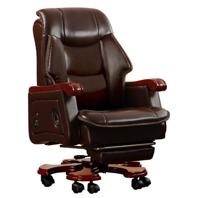 Kinnls Jones Executive Office Chair with Massage Ventilation and Heating, Genuine Leather Luxury Managerial Executive Home Desk Chairs Big and Tall Re by Kinnls