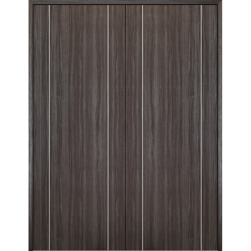 Porte double standard en bois manufacturé Palladio 2U, Chêne, L 56 po x H 80 po, Réversible