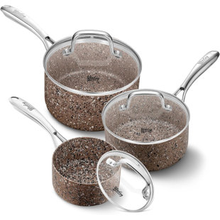 Granite 3 Quarts Non-Stick Aluminum Saucepan Set