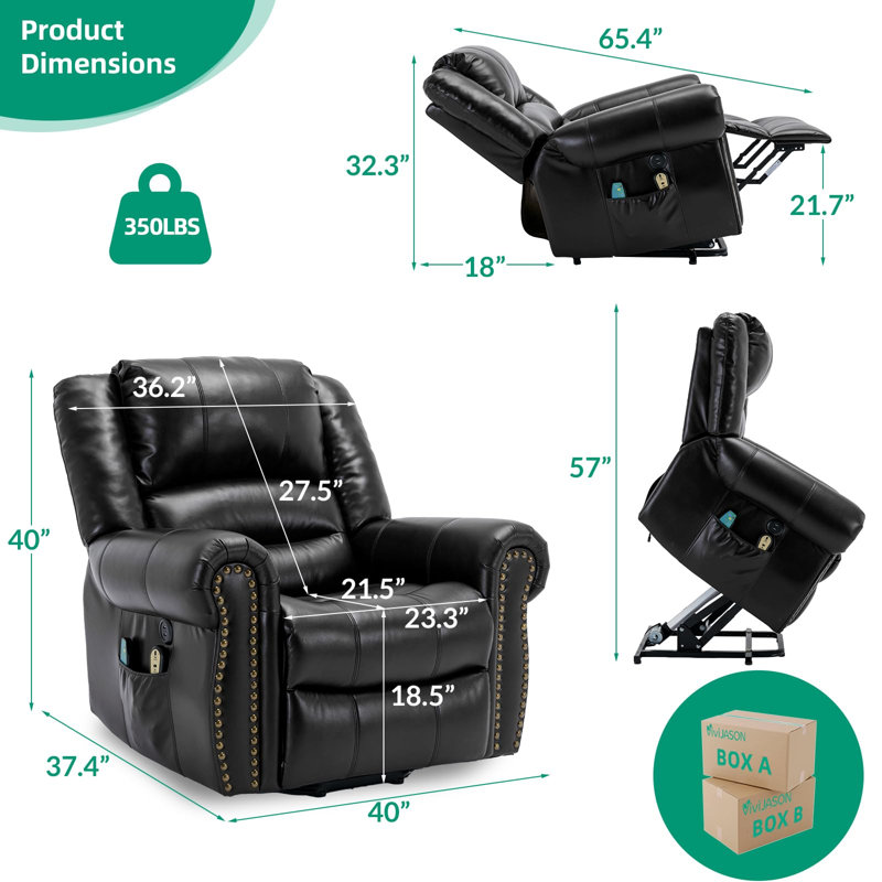 Fauteuil inclinable Baugus, Noir (Leathaire)
