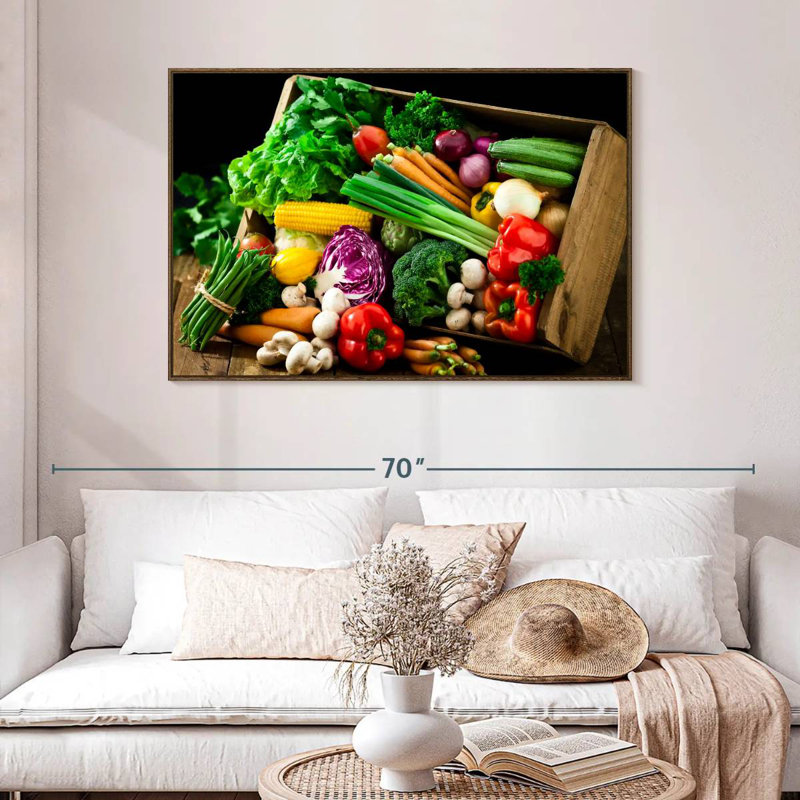 Caisse de légumes, 46 po x 31 po, Cadre flottant en noyer