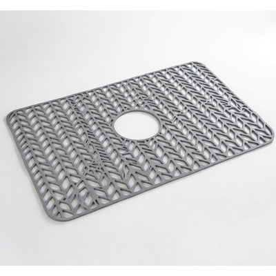 30" x 16" Silicone Kitchen Sink Protector Mat with Centre Drain Hole for Farmhouse Sinks - Grey
