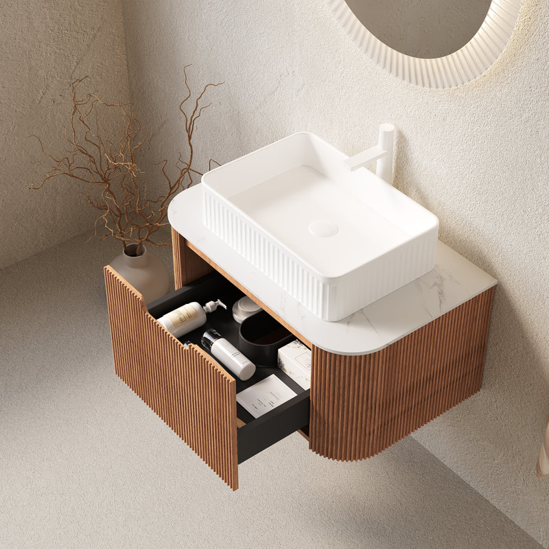 Wall Mounted With Stone Top, Tanné, L 29,92 po, Blanc