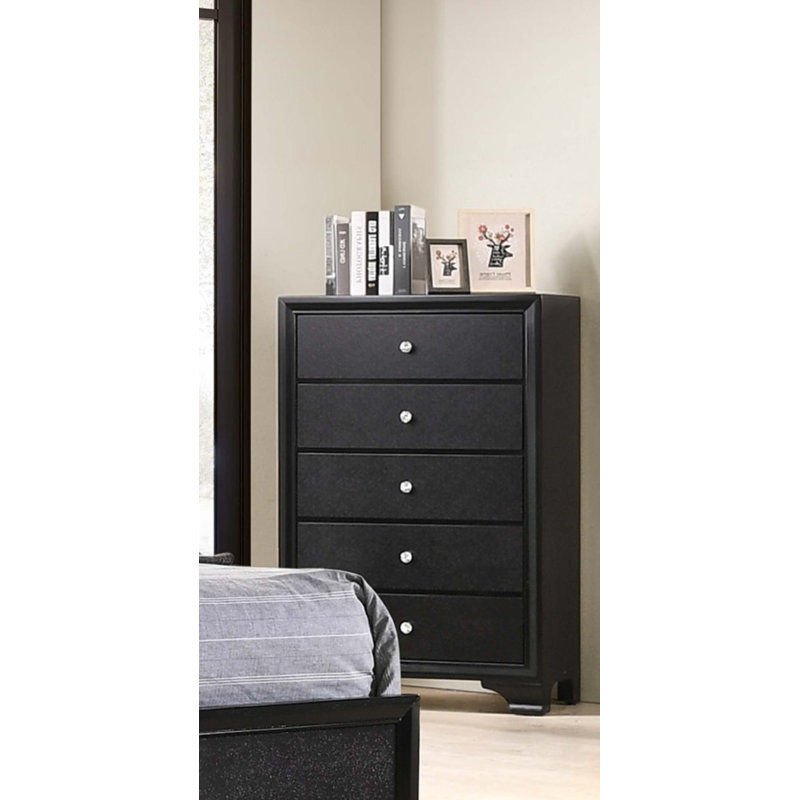 Mobilier de chambre à coucher en bois à motif de commode à cinq tiroirs 1 pièce