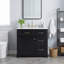 Meuble-lavabo autoportant à un lavabo de 91 cm (36 po) en noir, avec comptoir en céramique et porte d'armoire à fermeture amortie-1923477871