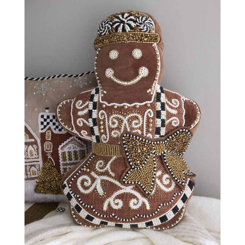 Gingerbread Girl Shaped Throw Pillow