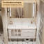 Meuble-lavabo autoportant en bois massif de style crème 43,31 po avec miroir-1283947543
