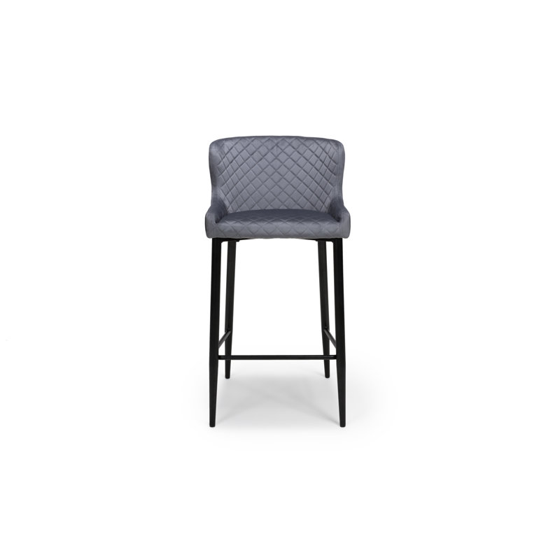 Giorgi Upholstered Counter Stool with Metal Frame, Gray