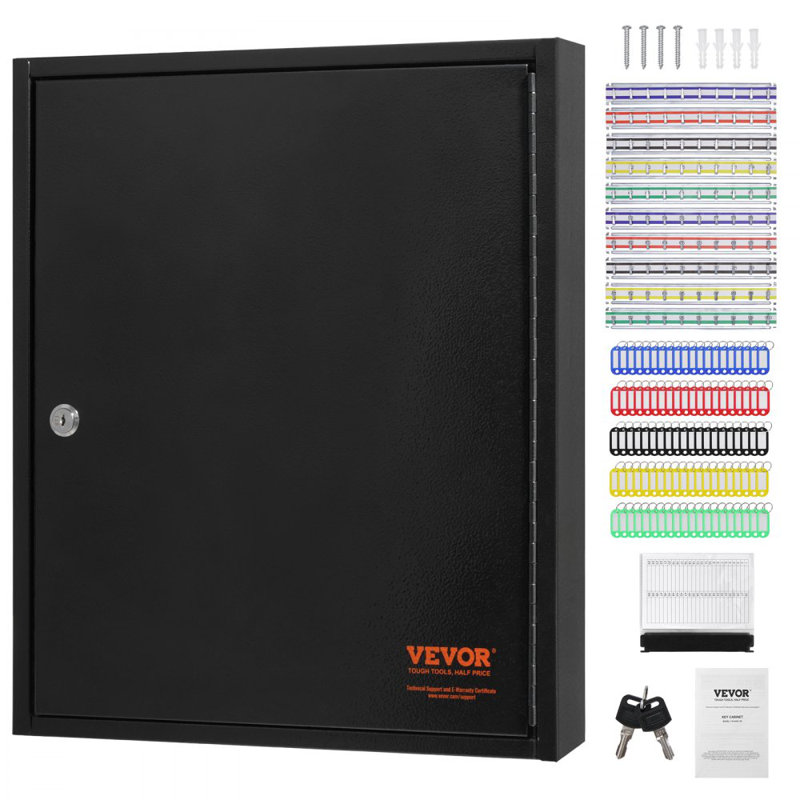Key Cabinet, Key Lock Box with Adjustable Racks, 17.72" H x 14.96" W x 3.31" D