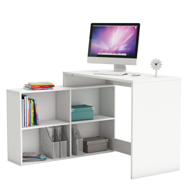 Kerri Modular L-Shaped Executive Desk, Pearl White
