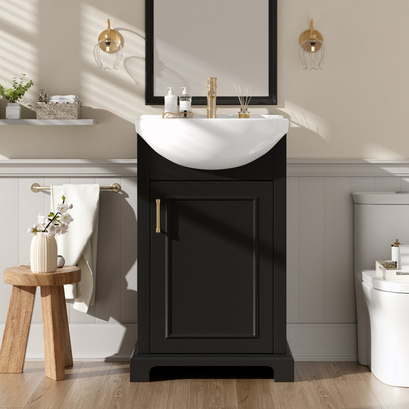 Meuble-lavabo autoportant avec lavabo, Noir