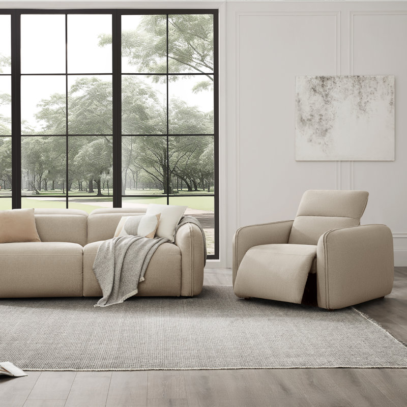Fauteuil inclinable rembourré Bayne, Chenille élite sable