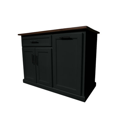 Modern 48" Solid Wood Kitchen Island with trash bin compartment and Drop Leaf