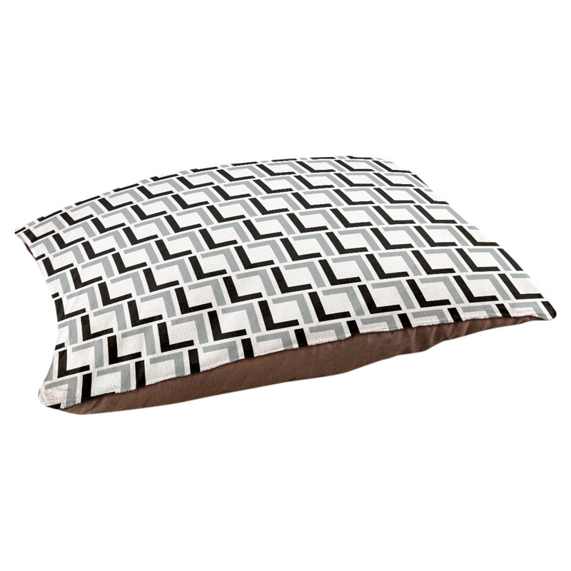 Coussin Foucault, Petit (l 28 po x P 18 po x H 4 po), Blanc / Noir / Argent