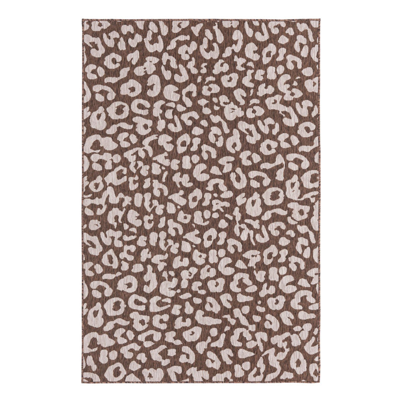 Tapis intérieur / extérieur en polypropylène tissé à la machine brun / beige, Rectangle 5 pi 3 po x 7 pi 10 po