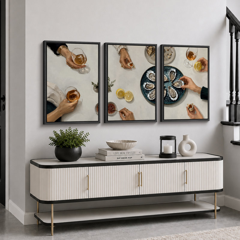Oyster Cocktail Table, H 36 po x l 72 po x P 1,5 po, Cadre noir