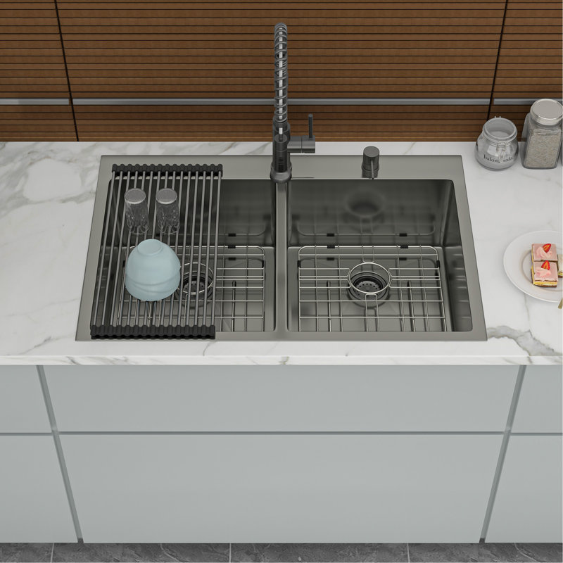 Évier de cuisine à double cuve polyvalent pour une cuisson et un nettoyage efficaces