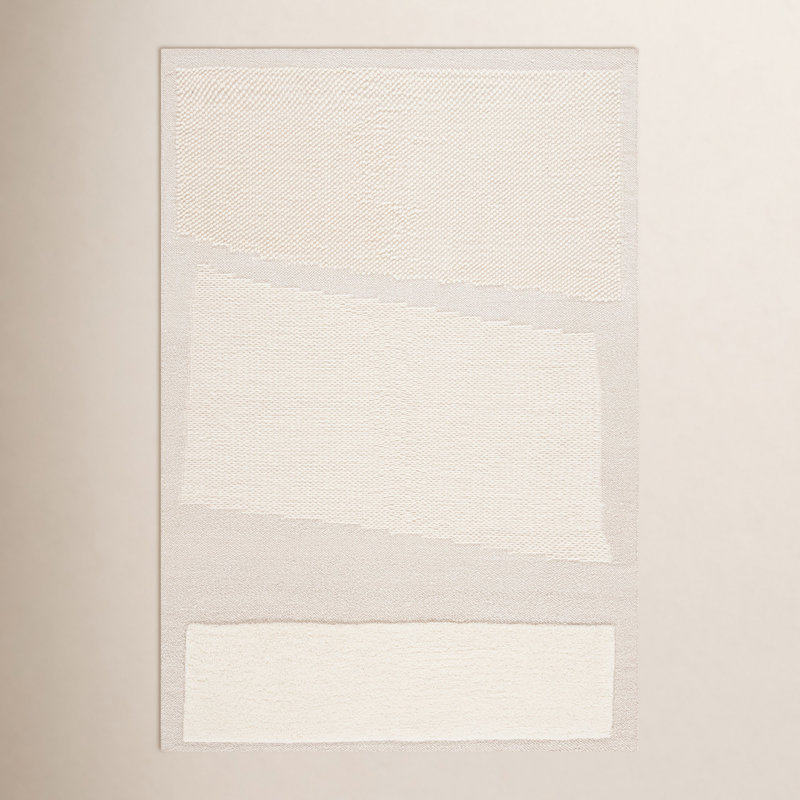 Mullen Flatwoven Wool Ivory Rug, Rectangle 6 pi x 9 pi