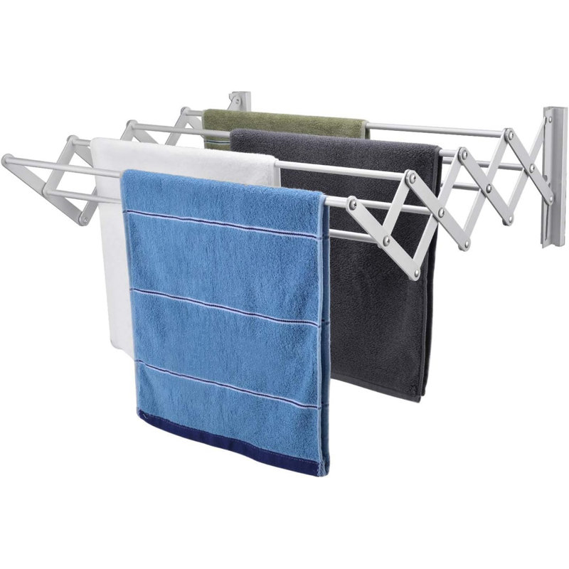 Rustproof Accordion Retractable Drying Rack, 8.31" H x 25.2" W x 25.2" D