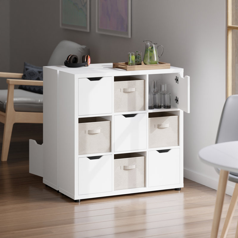 Ensemble d'armoires de rangement 3 pièces et 3 pièces Julia, beige et blanc