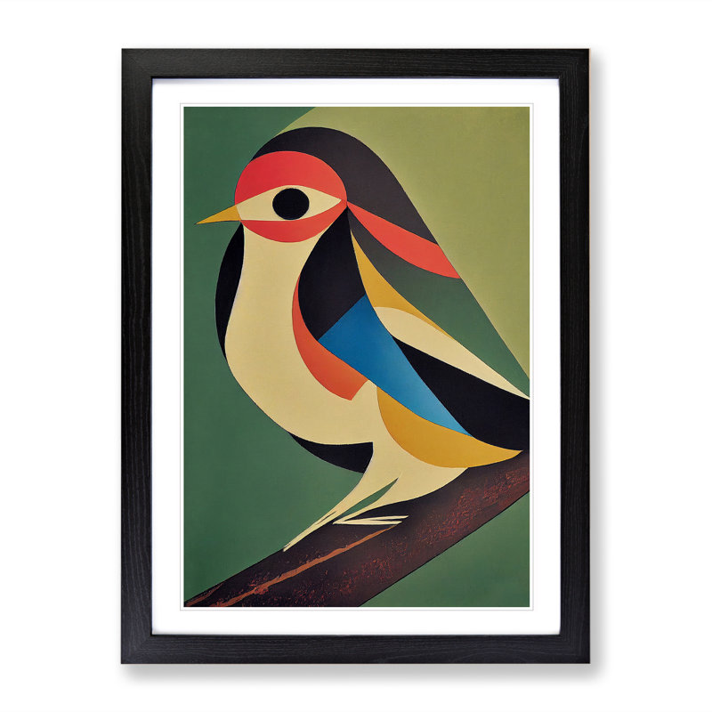 Abstract Bird No.4 - Wall Art, 46cm H x 34cm W x 2cm D, Black Framed