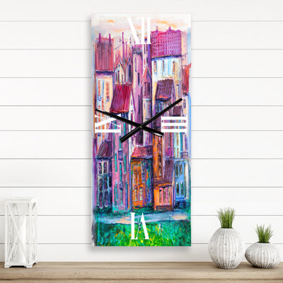 Street with Colorful Old Homes - Modern Wall Clock