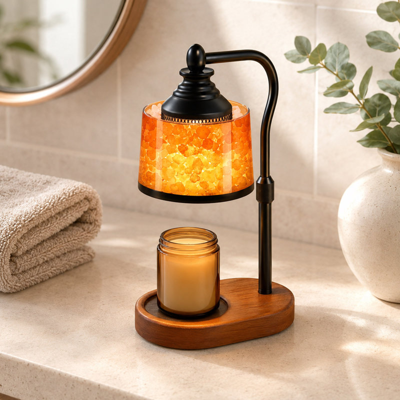 Lampe chauffe-bougie 3 en 1 avec sel de l'Himalaya et diffuseur