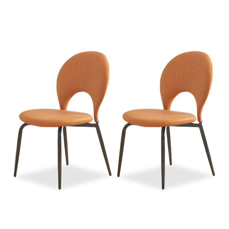 Chaise d'appoint en cuir King Louis pour salle à manger (ensemble de 2), Orange