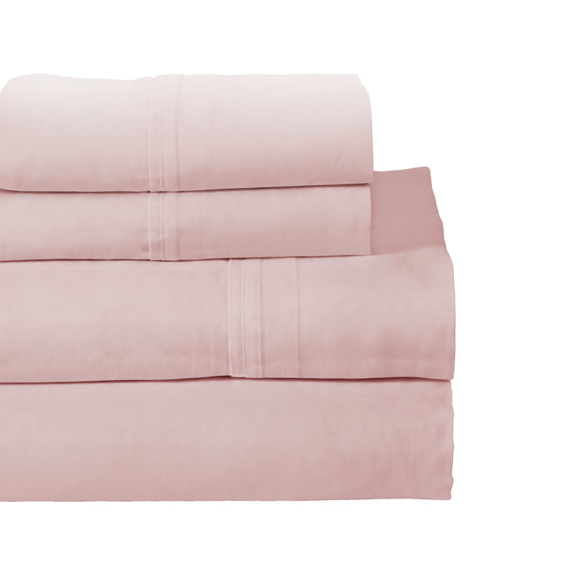 Ensemble de draps 100% coton Pointehaven, Rose, Simple