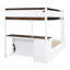 Lit superposé avec rangement, prises de courant, bureau blanc + bureau en noyer, lit gigogne simple et prises électriques -