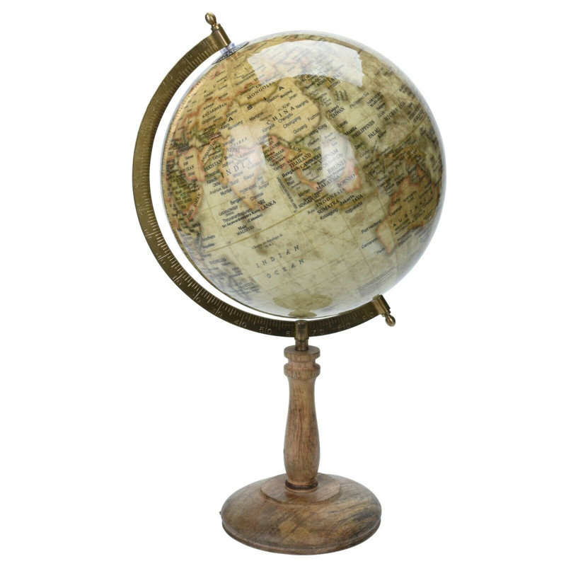 Wood Tabletop Globe, Brown