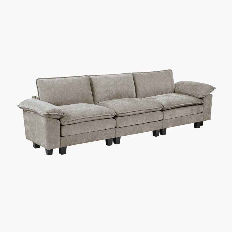 Canapé en chenille moderne et contemporain de 120,5 po Careen avec fabrication en contreplaqué durable et ressorts ensachés en mousse haute densité