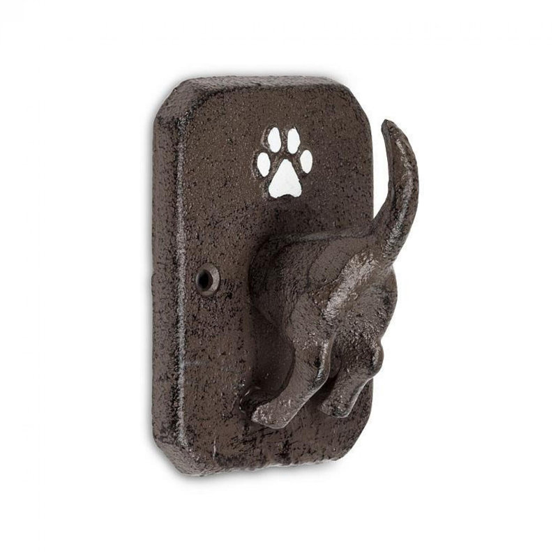 Dog Tail With Pawprint Leash Wall Hook