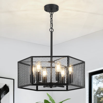  Lustre tambour en métal à 6 lumières à intensité variable de 19,7 po Mahlum