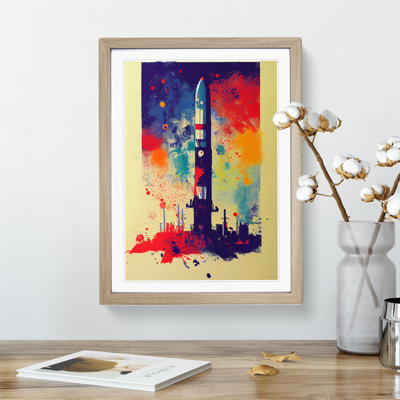 Paint Splashed Spaceship Rocket No.2 Abstract - Framed Print