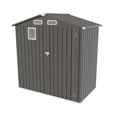6x 3.5ft Metal Tool Shed With Peaked Roof And Skylight Window, Watertight Design, Multi - Scenario Use As Temporary Room, Quick Assembly Storage Roof, Clear Lockable Door For Sundries Bike In Garden,