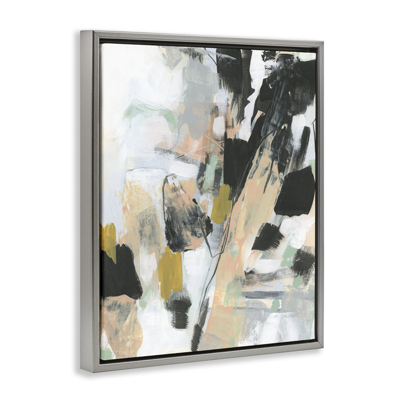 "Abstract Paint Steaks", art mural encadré flottant par June Erica Vess, H 31 po x l 25 po, Cadre flottant gris lustré