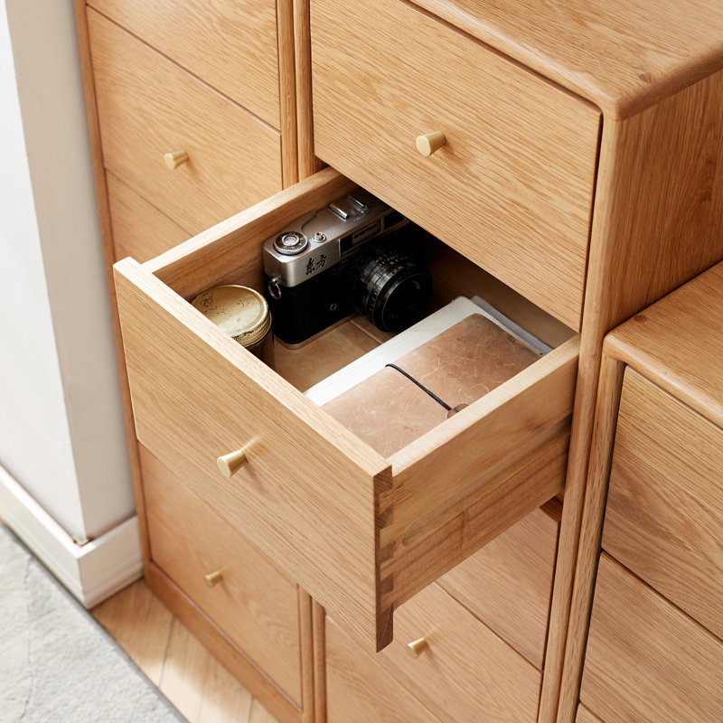 Table de chevet en bois massif avec quatre tiroirs - pour tiroir de rangement en chêne