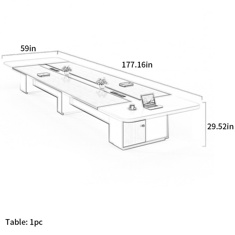 Table de conférence simple et moderne, H 29,52 po x L 177,16 po x l 59 po