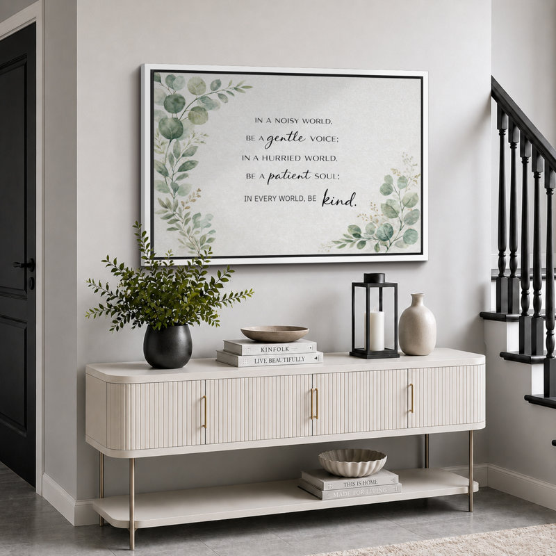 «Be Gentle Be patient», reproduction de citation sur toile, impression sur toile encadrée, H 24 po x l 36 po x P 1,5 po