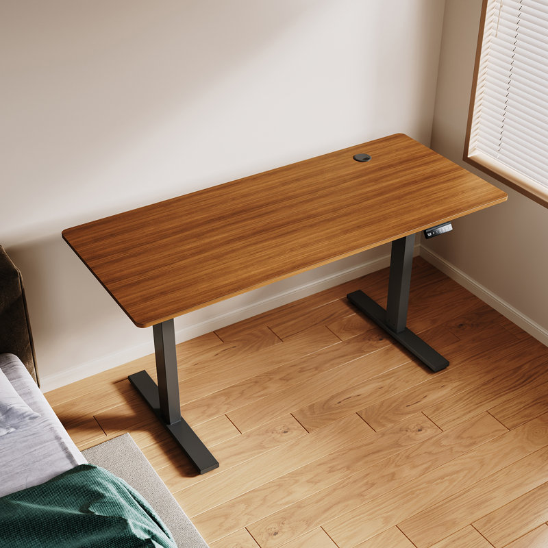 140Cm W Height Adjustable Rectangular Standing Desk, Dark Walnut