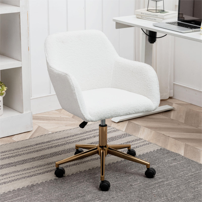 Maxton Velvet Office Chair, Teddy, White